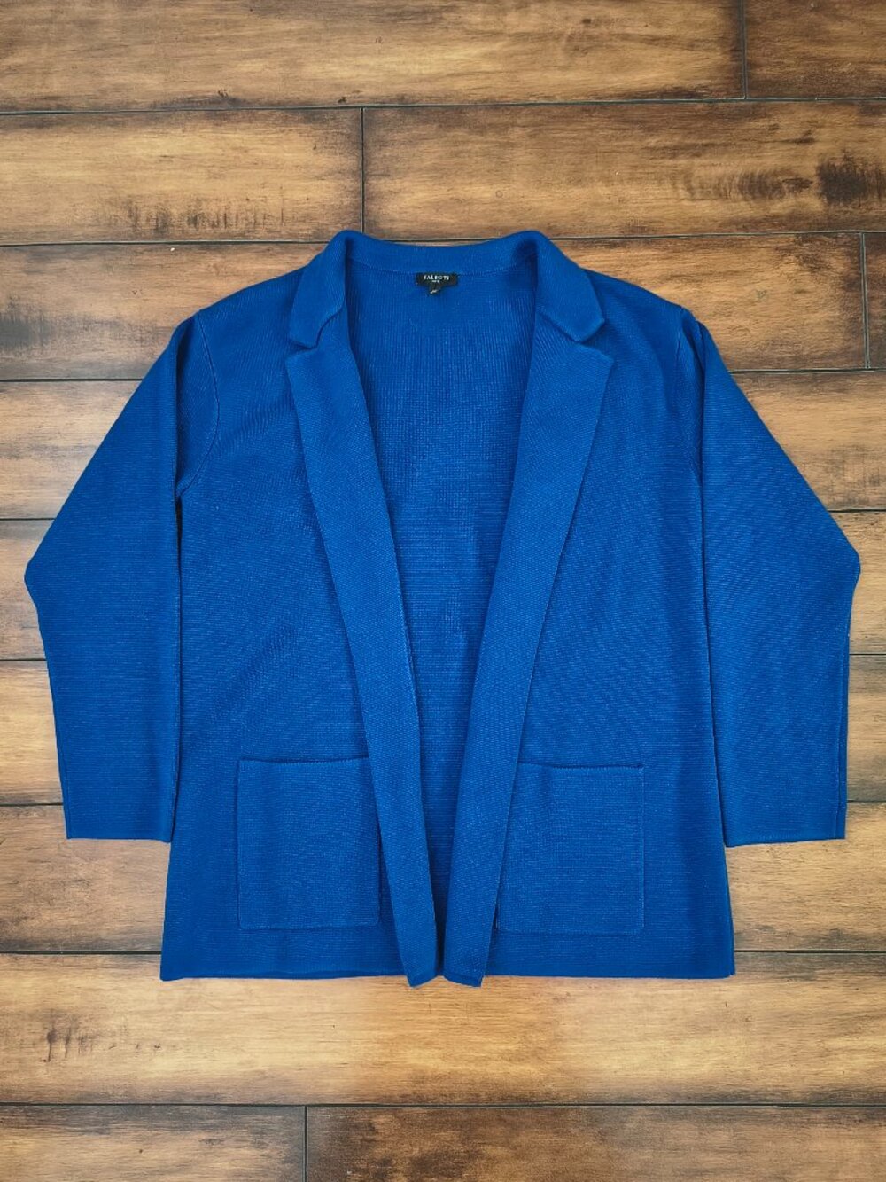 Talbots Petite Blue Cotton Modal Knit Open Front Blazer Cardigan Size MP
